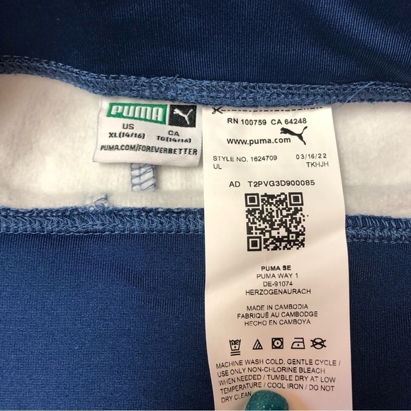 NWOT Puma Heathered Blue/Pink Fleece Lined Youth Leggings Size XL (14/16) - Picture 5 of 12